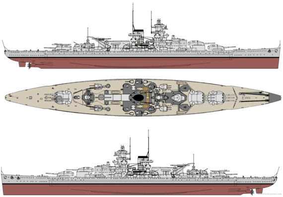Корабль DKM Scharnhorst [Battleship] (1939) - чертежи, габариты, рисунки